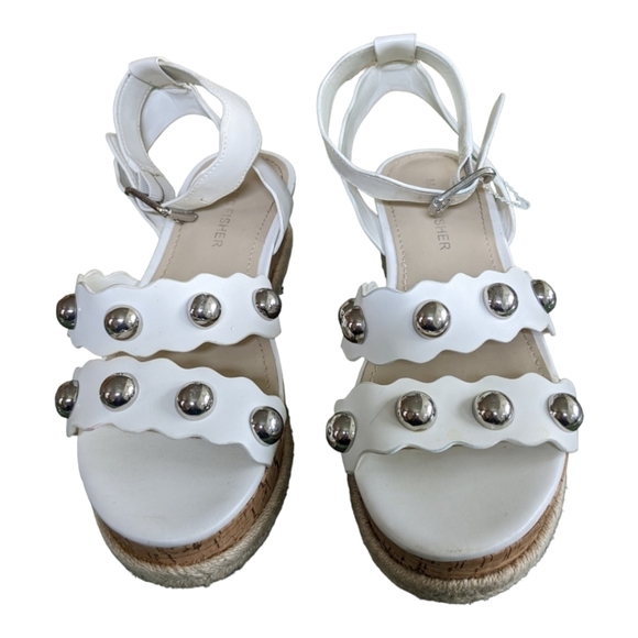 Marc Fisher Multi-Strap Studded Cork Espadrille Wedge Sandal, 6.5,GUC - Picture 3 of 9